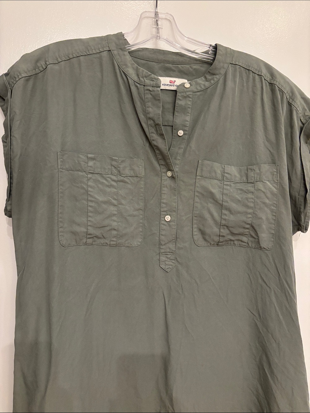 Vineyard Vines Olive Green Short-Sleeve Popover Shirt